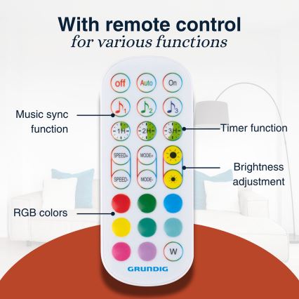 Grundig - LED RGBW zatemnjiva stoječa svetilka LED/6W/230V + z daljinskim upravljalnikom