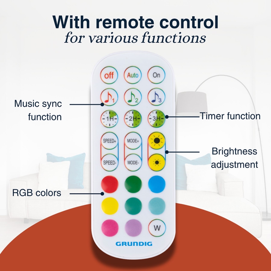 Grundig - LED RGBW zatemnjiva stoječa svetilka LED/6W/230V + z daljinskim upravljalnikom