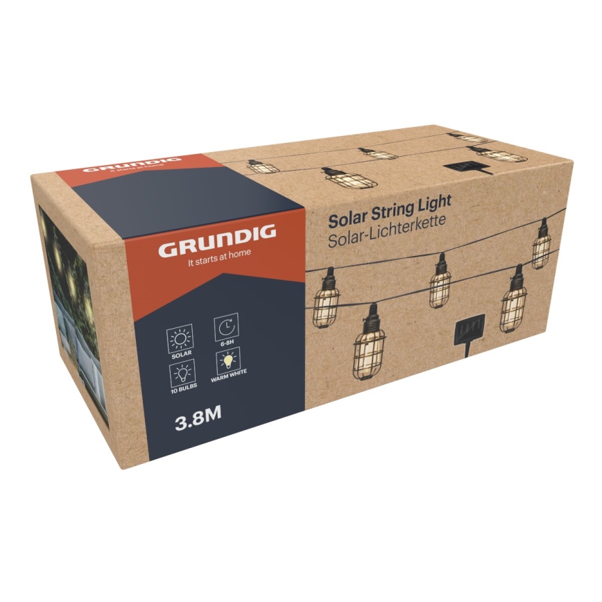 Grundig - LED Solarna veriga 10xLED 3,8m IP44 topla bela