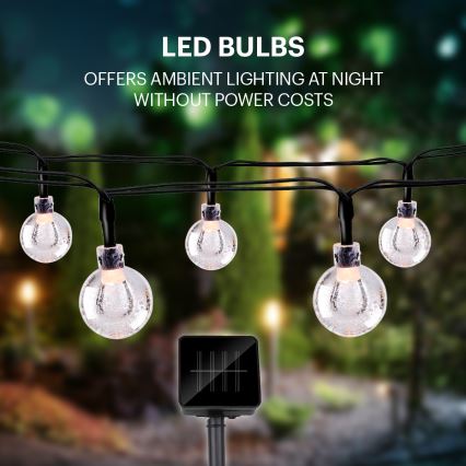 Grundig - LED Solarna veriga 50xLED/8 funkcij 6,9m topla bela