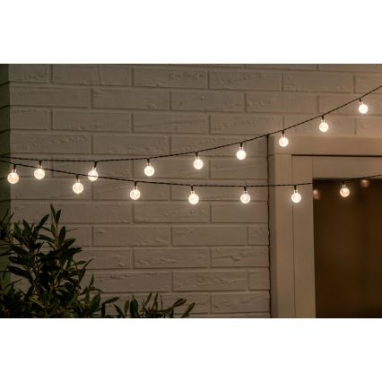 Grundig - LED zatemnitvena sončna veriga 50xLED/8 funkcij 9,35 m IP44 topla bela 600 mAh + daljinski upravljalnik