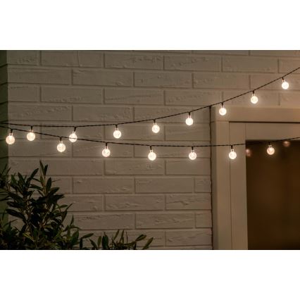 Grundig - LED nastavljiva solarna veriga 50xLED/8 funkcij 9,35 m topla bela 1200 mAh + daljinski upravljalnik