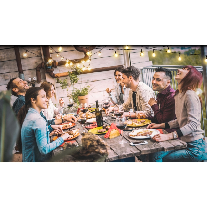 Grundig - LED nastavljiva solarna veriga 50xLED/8 funkcij 9,35 m topla bela 1200 mAh + daljinski upravljalnik