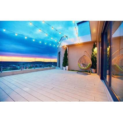 Grundig - LED nastavljiva solarna veriga 50xLED/8 funkcij 9,35 m topla bela 1200 mAh + daljinski upravljalnik
