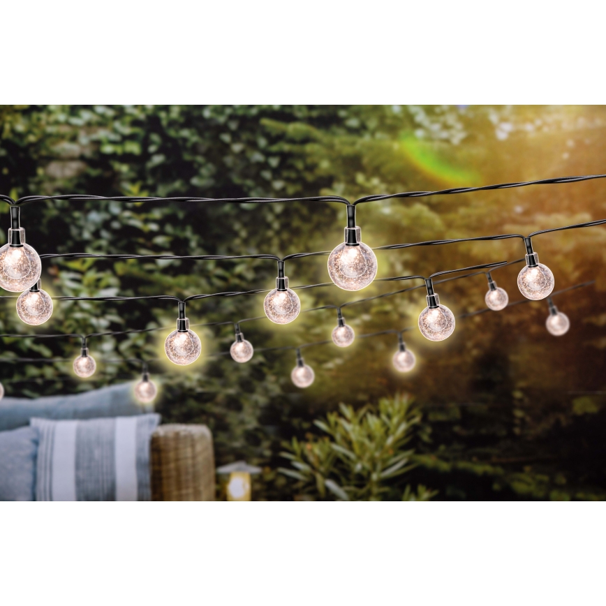 Grundig - LED nastavljiva solarna veriga 50xLED/8 funkcij 9,35 m topla bela 1200 mAh + daljinski upravljalnik