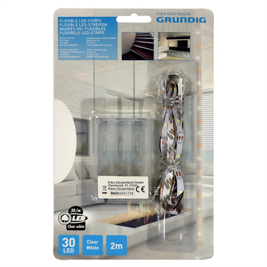Grundig - LED Trak 2m LED/3xAA dnevna bela svetloba