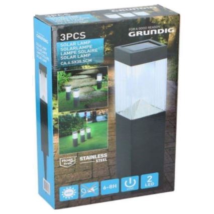 Grundig - SET 3x Solarna svetilka LED/1,2V 6,5x35,5cm