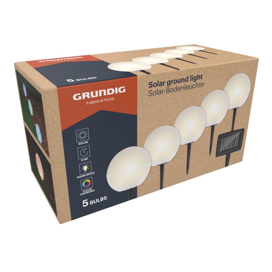 Grundig - SET 5x LED RGBW  Solarna svetilka LED/3,2V IP44