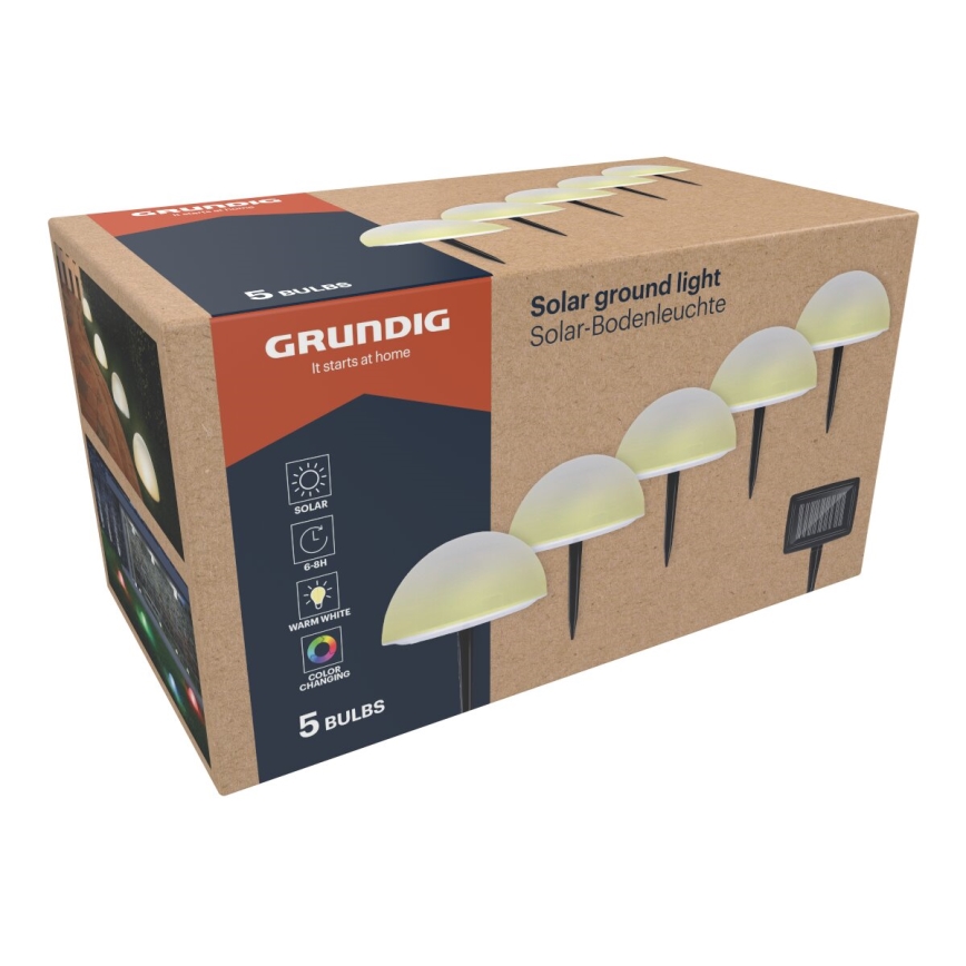 Grundig - SET 5x LED RGBW Solarna svetilka LED/3,2V IP44