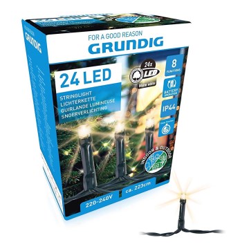 Grundig - Zunanja božična veriga 24xLED/8 funkcij 2,23m IP44 topla bela