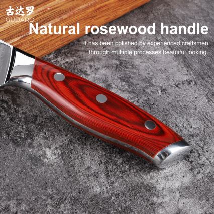 Gudaro - Kuhinjski nož za kruh iz damastnega jekla KENSHO 8, 67 slojev jekla, dolžina 20 cm