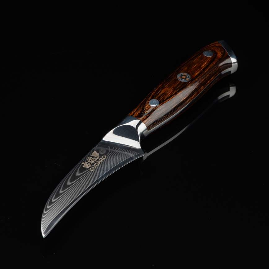 Gudaro -Damaskovski kuhinjski nož za sadje FENG 3,5, 67 plasti jekla, dolžina 9,5cm