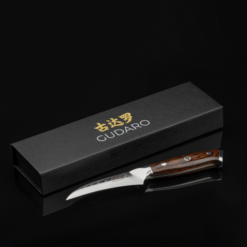 Gudaro -Damaskovski kuhinjski nož za sadje FENG 3,5, 67 plasti jekla, dolžina 9,5cm