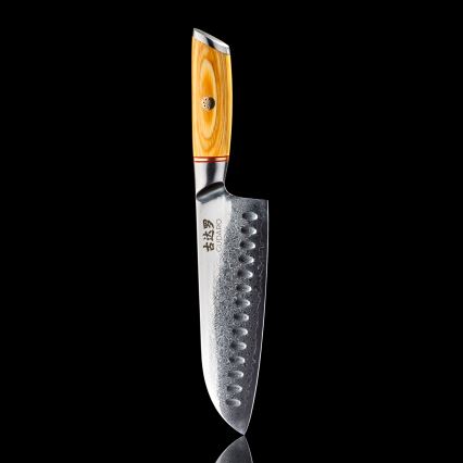 Gudaro - Santoku kuhinjski nož HIKARI 7, damaskno jeklo, 67 plasti, dolžina 17,5 cm