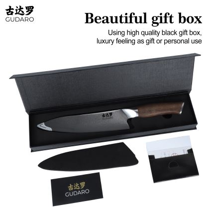 Gudaro - Damastni kuhinjski nož TAKUMI 8, 67 plasti jekla, dolžina 20 cm, oreh