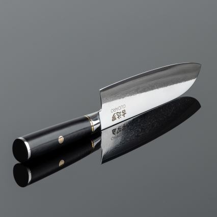 Gudaro - damastni Santoku kuhinjski nož AKIRO 7, 67 plasti jekla, dolžina 17,5 cm, črne barve