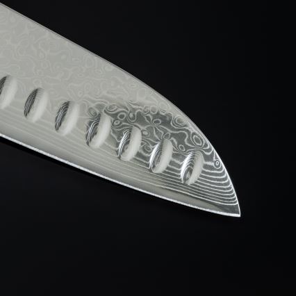 Gudaro - Damaskovski Santoku kuhinjski nož SHIRO 7, 67-slojno jeklo, dolžina 17,5 cm