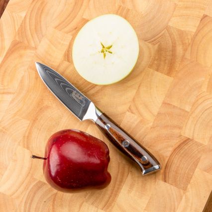 Gudaro - KOMPLET 2x damastnih santoku kuhinjskih nožev FENG 7,5, 67 slojev jekla, dolžina 18 cm + 1x BREZPLAČNO damastni kuhinjski nož FENG 3,5, 67 slojev jekla, dolžina 9,5 cm