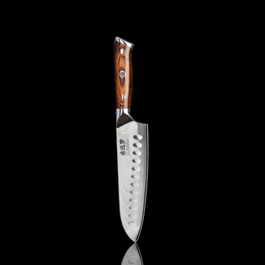 Gudaro - Komplet 1x damaskovski kuharski nož FENG 8, 67 plasti jekla, dolžina 20 cm + 1x damaskovski santoku kuhinjski nož FENG 7,5, 67 plasti jekla, dolžina 18 cm + 1x BREZPLAČNO damaskovski kuhinjski nož FENG 3,5, 67 plasti jekla, dolžina 9,5 cm