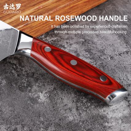 Gudaro - Santoku kuhinjski nož KENSHO 7, iz damasknega jekla, 67 slojev jekla, dolžina 17,5 cm