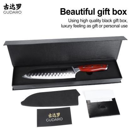 Gudaro - Santoku kuhinjski nož KENSHO 7, iz damasknega jekla, 67 slojev jekla, dolžina 17,5 cm