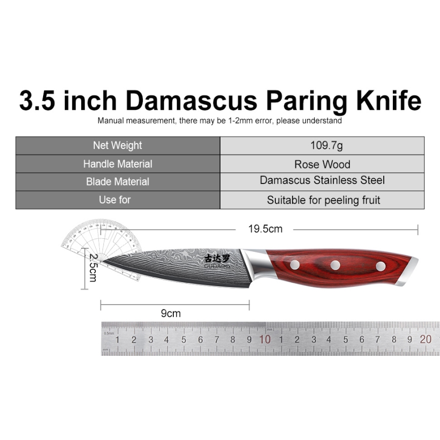 Gudaro - Set kuhinjskih nožev v stojalu KENSHO, 7-delni, iz akacije