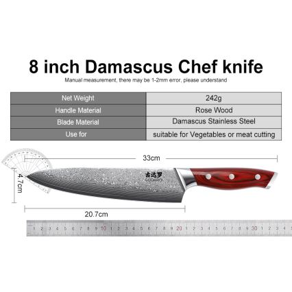 Gudaro - Set kuhinjskih nožev v stojalu KENSHO, 7-delni, iz akacije