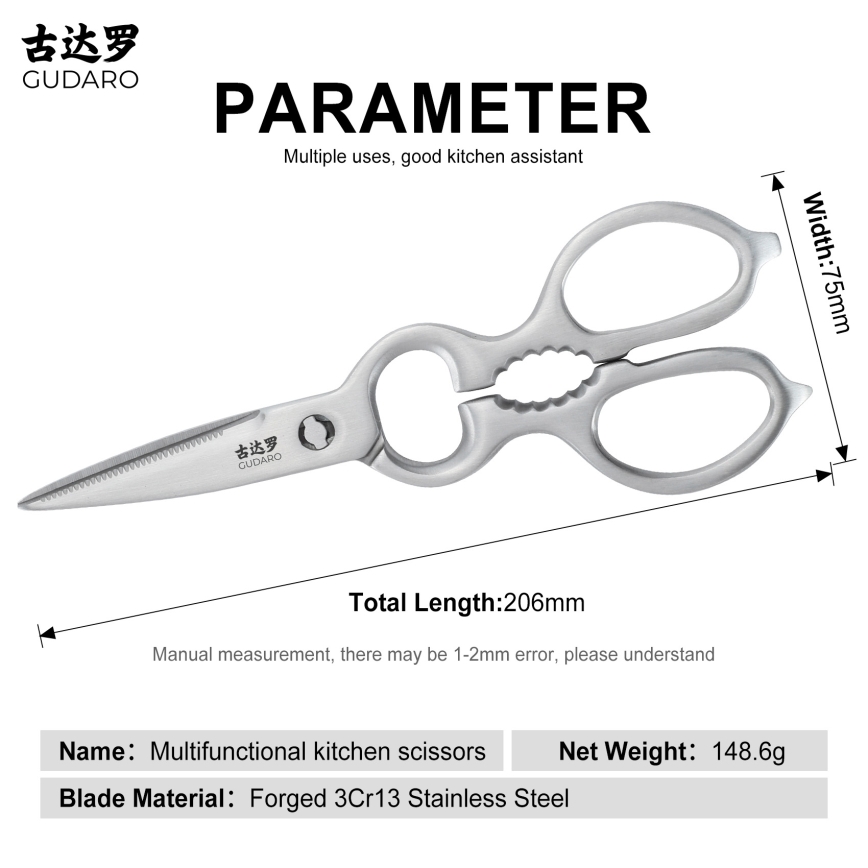 Gudaro - Škarje za perutnino RONIN 20,6 cm iz nerjavnega jekla