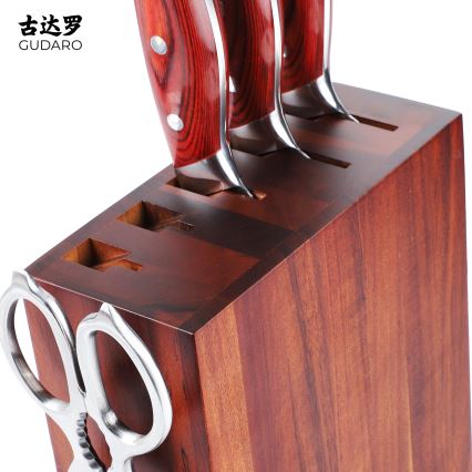 Gudaro - Stojalo za nože 25x25x10 cm AKIRA iz akacije