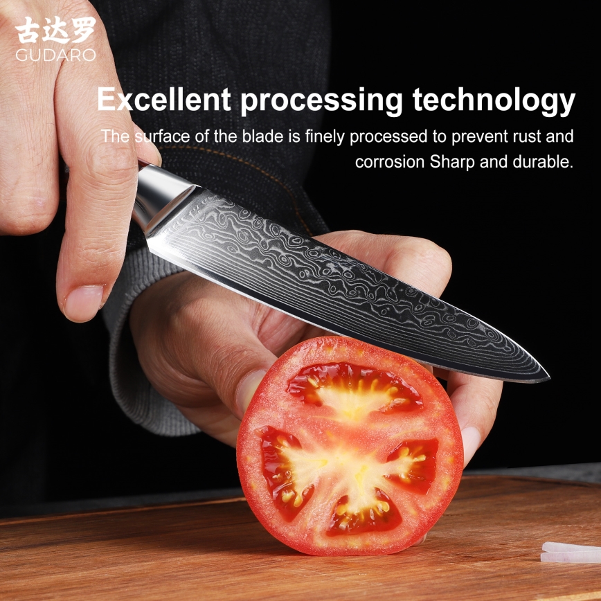 Gudaro - Damastni univerzalni kuhinjski nož KENSHO 5, 67 slojev jekla, dolžina 12,5 cm