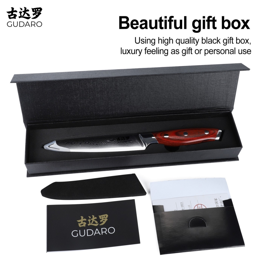 Gudaro - Damastni univerzalni kuhinjski nož KENSHO 5, 67 slojev jekla, dolžina 12,5 cm