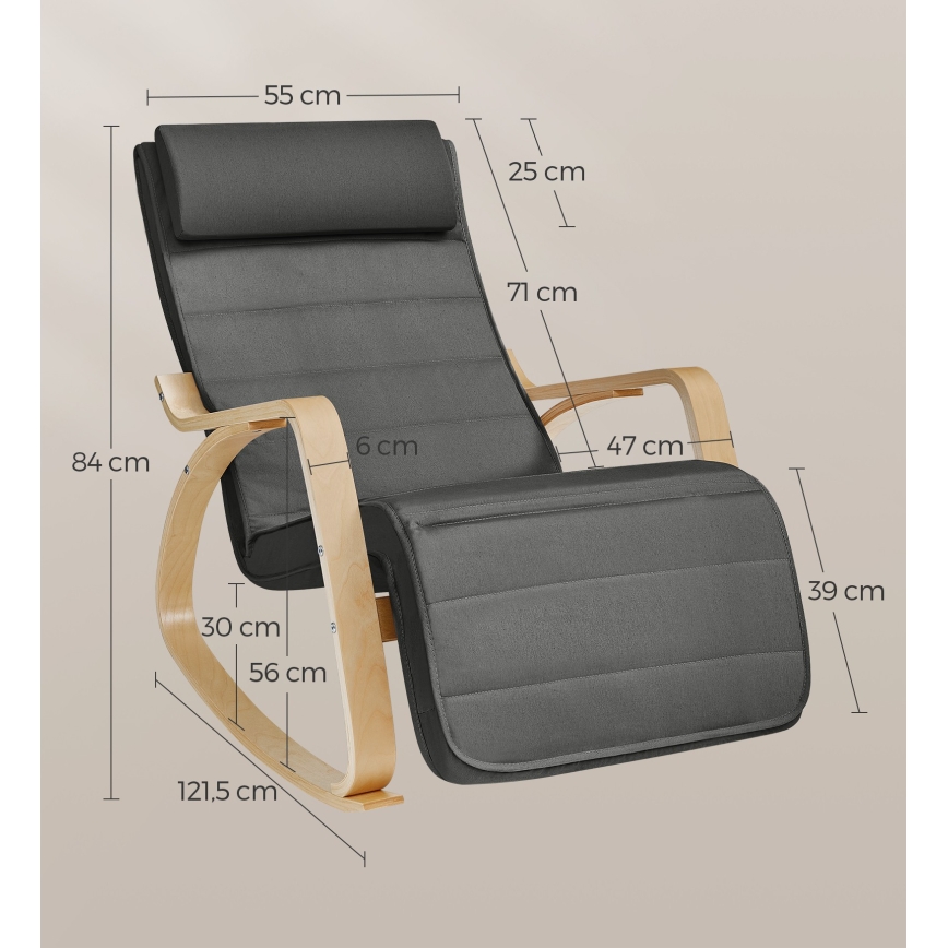 Gugalni fotelj RESTLY temno siv