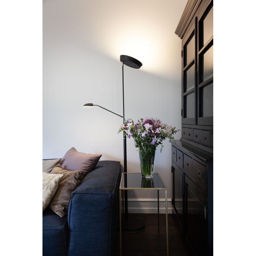 Halo Design 716067 - LED zatemnjevalna talna svetilka VEGAS LED/20W/230V + LED/5W črna/sijajni krom