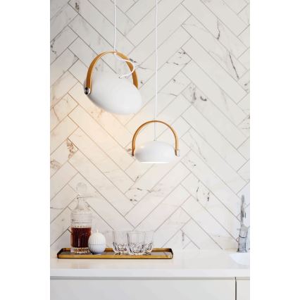 Halo Design 734337 - Lestenec na vrvici DC 1xE27/40W/230V premer 26 cm bela/hrast