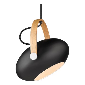 Halo Design 734344 - Viseči lestenec na vrvici DC 1xE27/40W/230V Ø 26 cm črna/hrast