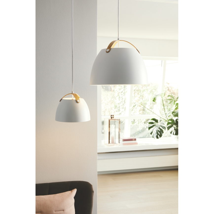 Halo Design 734870 - Lestenec na kablu OSLO 1xE27/40W/230V premer 40 cm bela/hrast
