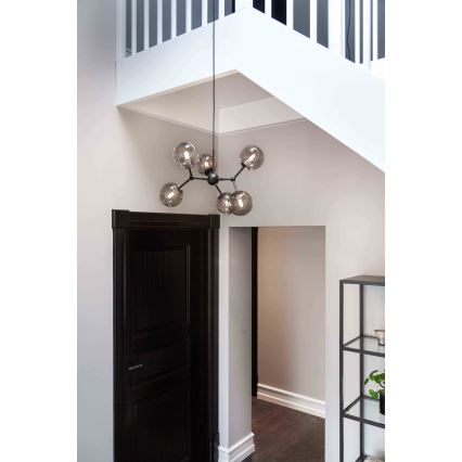 Halo Design 738823 - Viseči lestenec na kablu ATOM 6xG9/28W/230V, Ø 57 cm, črna/dimna črna