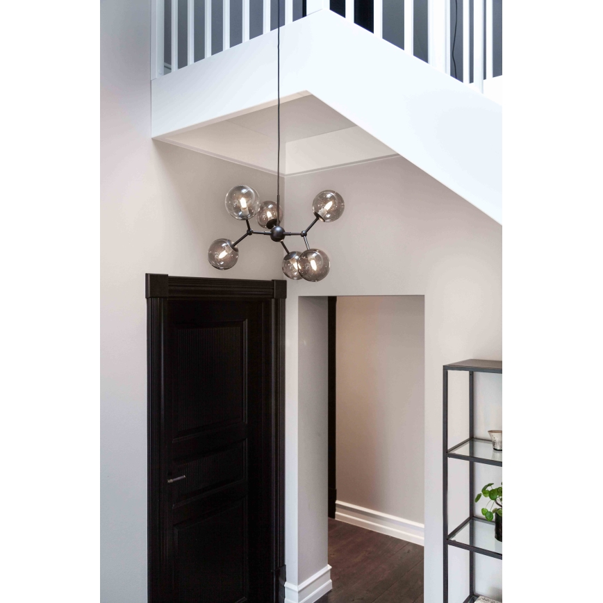 Halo Design 738823 - Viseči lestenec na kablu ATOM 6xG9/28W/230V, Ø 57 cm, črna/dimna črna