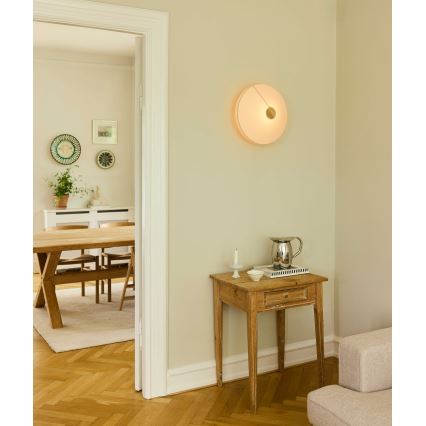 Halo Design 745104 - Stenska svetilka PARIS 1xE27/40W/230V premer 40 cm bela/medenina/hrast