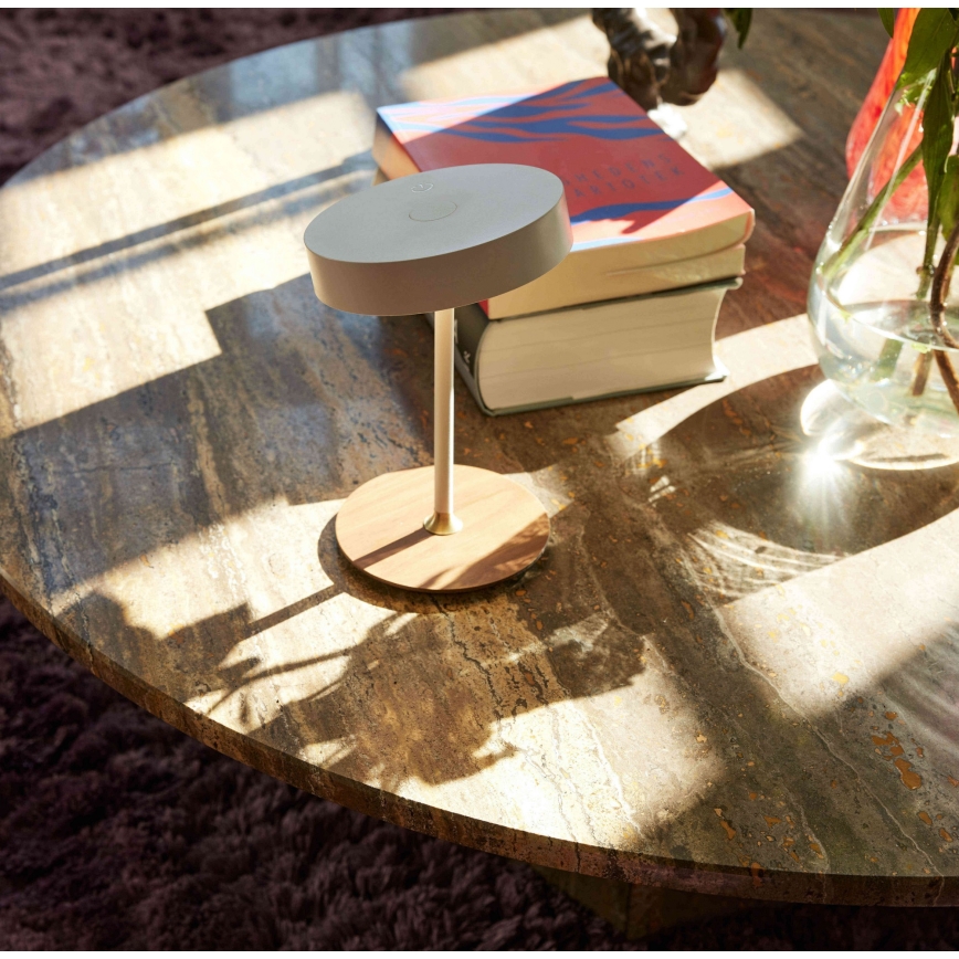 Halo Design 745760 - LED zatemnjevalna polnilna namizna svetilka ON THE MOVE LED/2,5W/4000 mAh bela/les