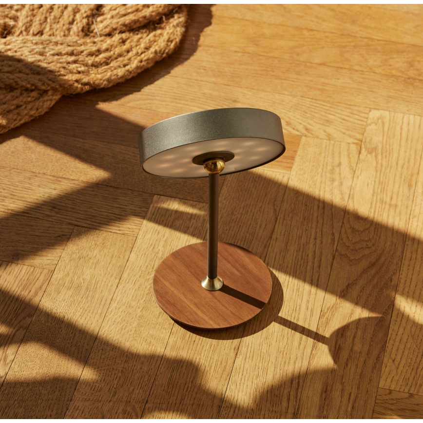 Halo Design 745791 - LED polnilna namizna svetilka ON THE MOVE z nastavljivo jakostjo svetlobe LED/2,5W/4000 mAh siva/les