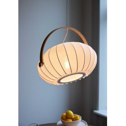 Halo Design 746347 - Viseči lestenec na kablu DC 1xE27/40W/230V, premer 40 cm, bela/hrast