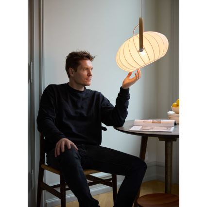 Halo Design 746347 - Viseči lestenec na kablu DC 1xE27/40W/230V, premer 40 cm, bela/hrast