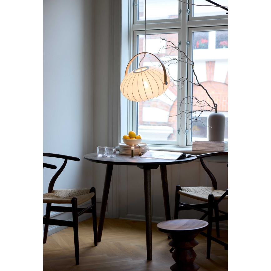 Halo Design 746347 - Viseči lestenec na kablu DC 1xE27/40W/230V, premer 40 cm, bela/hrast