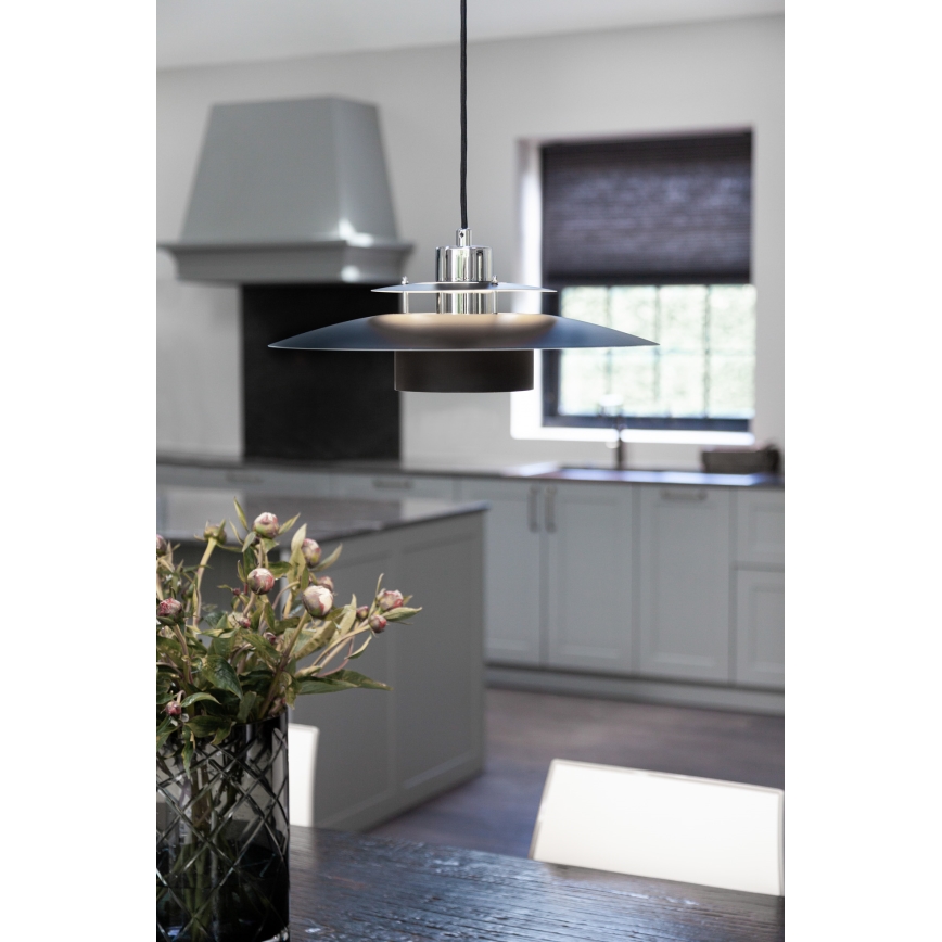 Halo Design 990259 - Lestenec na kablu SORUP 1xE27/40W/230V premer 40 cm črna/sijajni krom