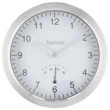 Hama - Kopalniška stenska ura s termometrom 1xAA IPX4 srebrna