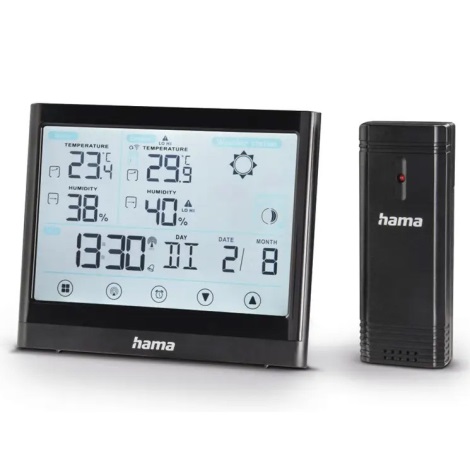 Hama - Vremenska postaja na dotik z LCD zaslonom in budilko 3xAAA črna