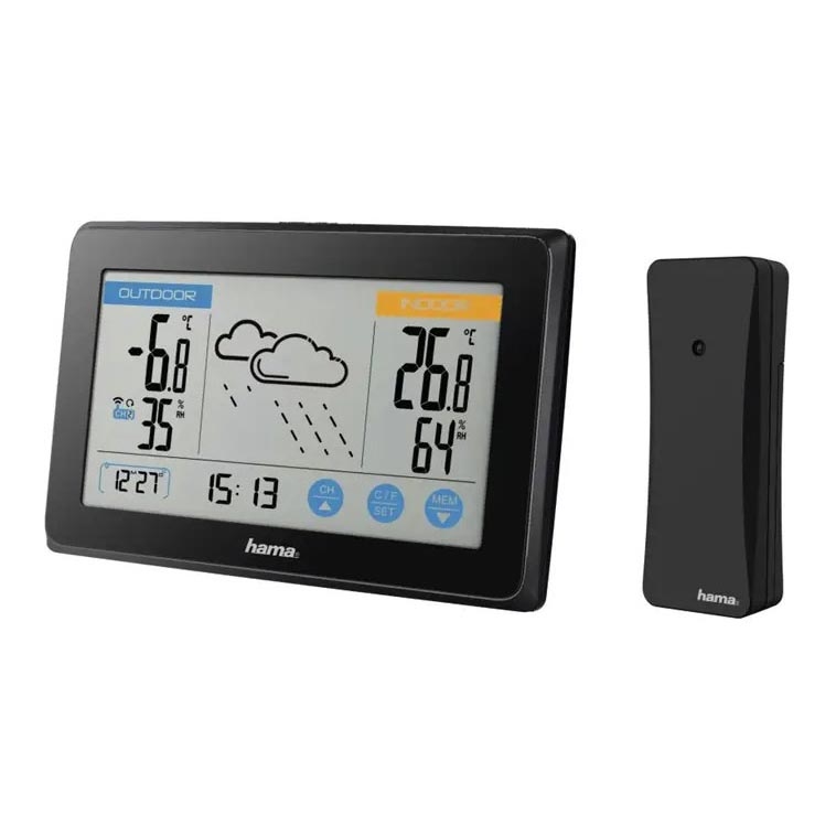 Hama - Vremenska postaja z barvnim LCD zaslonom 3xAAA/2xAAA  črna
