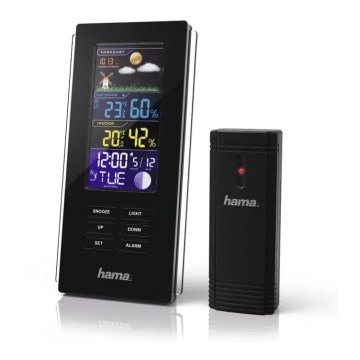 Hama - Vremenska postaja z barvnim LCD zaslonom in budilko 3xAAA črna