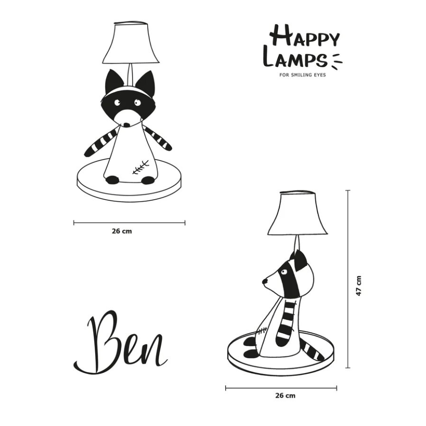 Happy Lamps - LED otroška namizna svetilka BEN LED/5,4W/230V raccoon